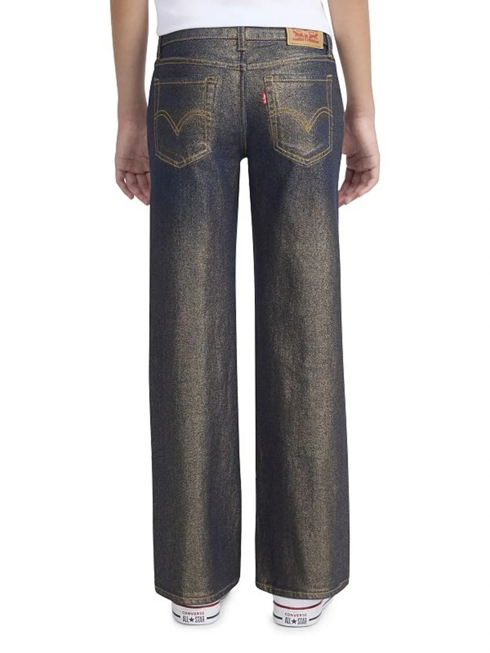 NWT Levi’s Girls Wide Leg Gold Foil Jeans - Picture 6 of 11